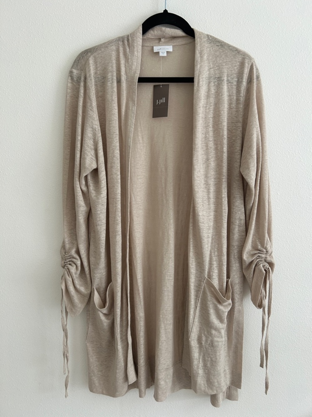 J Jill 100% linen cardigan Size Small NWT Flax Natural color